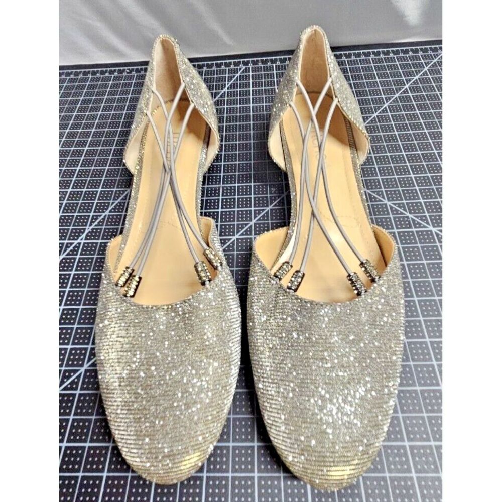 J. RENEE Charlette Pump silver‎ glitter fabric woman Sz 8.5M